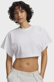 Женская белая футболка Cropped Script SS Tee Белый S Under Armour 6009677-100