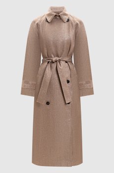 Бежевый тренч из льна с люрексом