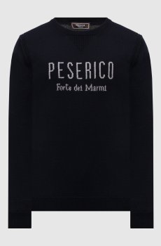 Синий свитер из шерсти с логотипом узором