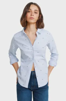 Женская голубая рубашка с узором Oxford Голубой 38 SPRINGFIELD 6793460