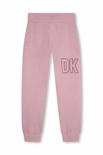Детские хлопковые штаны Dkny цвет фиолетовый с принтом Детские хлопковые штаны Dkny цвет фиолетовый с принтом