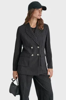 Женский черный блейзер в полоску Черный M DKNY D2G4A213