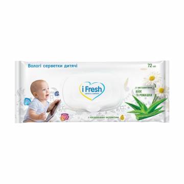 Детские влажные салфетки iFresh с экстрактом алоэ и ромашки, 72 шт Детские влажные салфетки iFresh с экстрактом алоэ и ромашки, 72 шт