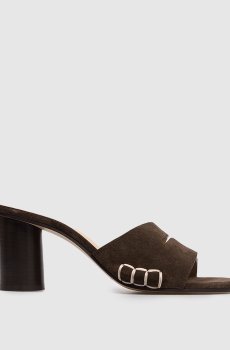Коричневые замшевые мюли