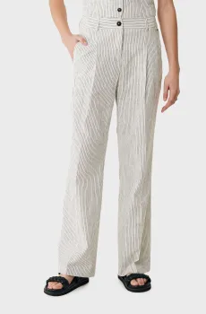 Женские белые льняные брюки в полоску Белый 42 Mexx MF006901441W