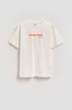 Reserved - Бавовняна футболка з принтом - кремовий - 019IT-01X