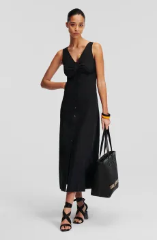 Женский черный сарафан COTTON DAY DRESS Черный 40 Karl Lagerfeld 241W1310