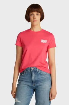 Женская малиновая футболка TJW REG TJ BUBBLE TEE Малиновый S Tommy Jeans DW0DW21338