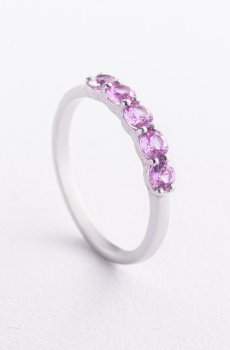 Серебряное кольцо с розовыми синтетическими сапфирами 1902/1р-PSPH