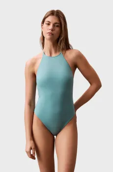 Женский голубой купальник HIGH NECK ONE PIECE-RP Голубой S Calvin Klein KW0KW02733
