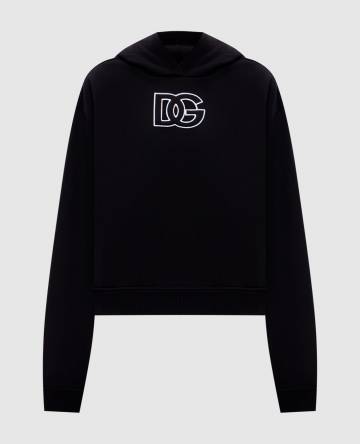 Черные худи с вышивкой монограммы логотипа DG Черные худи с вышивкой монограммы логотипа DG