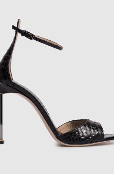 Черные кожаные босоножки Python Spire