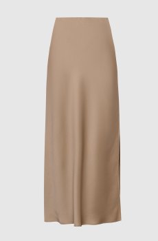 Бежевая юбка макси с разрезами