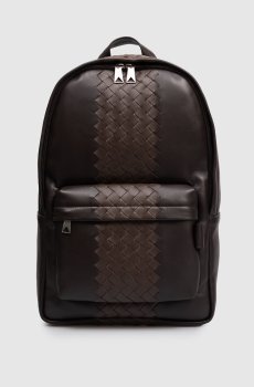 Коричневый кожаный рюкзак Intrecciato