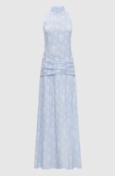 Голубое платье макси Skull