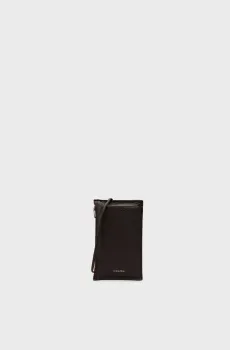 Мужская темно-коричневая кожаная сумка для телефона EMBOSS Коричневый ONESIZE Calvin Klein LV04D1037G