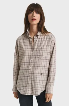 Женская бежевая рубашка в клетку FLANNEL Бежевый 38 Gant 4300579