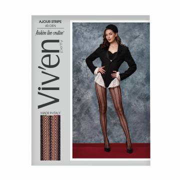 Колготы женские Viven petty Ajour Stripe 40 DEN, молочный размер 4 Колготы женские Viven petty Ajour Stripe 40 DEN, молочный размер 4