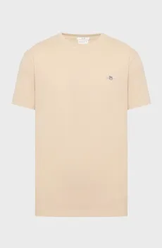 Мужская бежевая футболка Бежевый M Gant 2013033