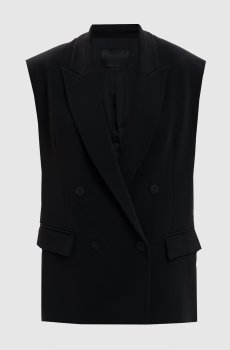 Черный двубортный жилет с монограммой