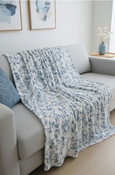 Плед з квітковим візерунком - білий