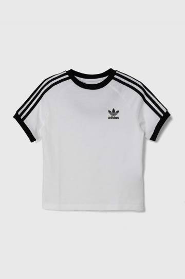 Детская хлопковая футболка adidas Originals 3STRIPES TEE цвет белый с аппликацией JE0515 Детская хлопковая футболка adidas Originals 3STRIPES TEE цвет белый с аппликацией JE0515