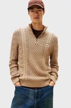 Мужская бежевая кофта BADGE CABLE Бежевый L Tommy Jeans DM0DM22103