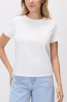 Reserved - Футболка з кишенею - кремовий - 263HT-01X