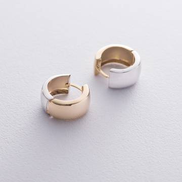 Серьги - кольца из желтого и белого золота с01275 Серьги - кольца из желтого и белого золота с01275