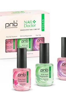 Набор для ногтей PNB Nail Doctor (топ для лака, 15 мл + база для ногтей, 15 мл + укрепитель ногтей, 15 мл)