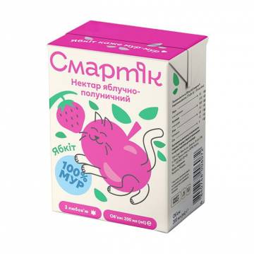 Детский нектар Смартік Яблочно-клубничный, от 3 лет, 200 мл Детский нектар Смартік Яблочно-клубничный, от 3 лет, 200 мл