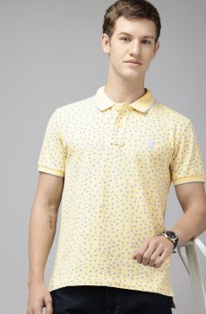 U.S. Polo Assn. Floral Printed Polo Collar Pure Cotton Slim Fit T-shirt