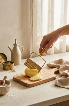 Зубчастий ніж для нарізання овочів - золотий