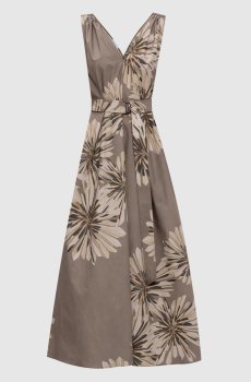 Платье цвета хаки в цветочный принт