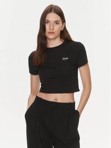Tommy Jeans Футболка Script DW0DW17366 Чорний Slim Fit Tommy Jeans Футболка Script DW0DW17366 Чорний Slim Fit
