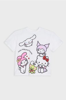 Бавовняна футболка з принтом Hello Kitty - білий