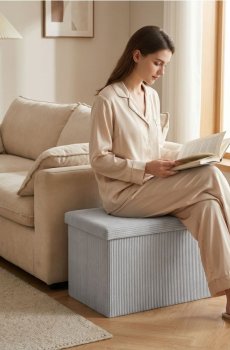 Пуф із функцією зберігання - сірий