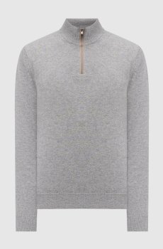Серый свитер из кашемира с логотипом