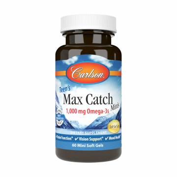 Омега-3 для подростков Carlson Labs Teens Max Catch 1000 мг, 60 гелевых капсул Омега-3 для подростков Carlson Labs Teens Max Catch 1000 мг, 60 гелевых капсул