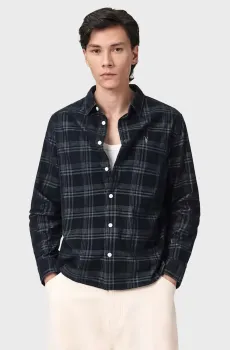 Мужская черная рубашка в клетку ROCKLEY Черный S AllSaints M009SE