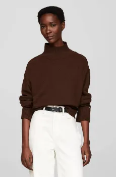 Женский коричневый свитер WOOL BLEND MOCK-NK Коричневый S Tommy Hilfiger WW0WW43104