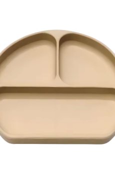 Детская тарелка Lindo секционная, силиконовая, на присоске, бежевая, от 4 месяцев, 500 мл (964-4)