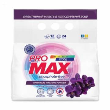 Бесфосфатный стиральный порошок PRO MAX Universal Black Orchid, 24 стирки, 1.2 кг Бесфосфатный стиральный порошок PRO MAX Universal Black Orchid, 24 стирки, 1.2 кг