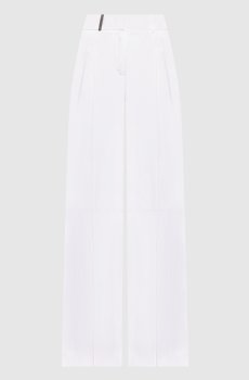 Белые брюки с шелком с патчем