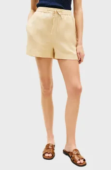 Женские бежевые льняные шорты PULL ON Бежевый L Tommy Hilfiger WW0WW49637