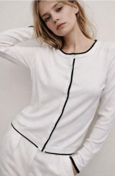 Кардиган з контрастною облямівкою з віскозою - білий