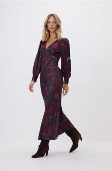 Reserved - Сукня з трояндами - темно-фіолетовий - 102JP-49X