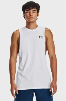 Мужская белая майка UA LEFT CHEST CUT OFF TANK Белый XXL Under Armour 1329286-100