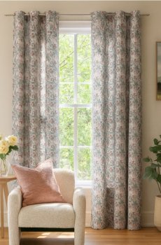 Штора з квітковим візерунком - сірий