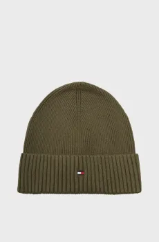 Мужская зеленая шапка ESSENTIAL FLAG BEANIE Зеленый ONESIZE Tommy Hilfiger AM0AM10337
